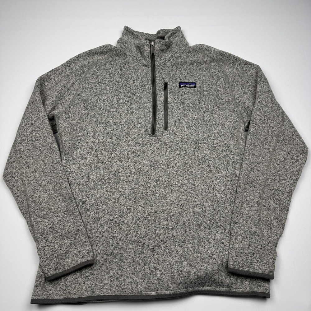 Patagonia Sweater Mens Large Gray Better Sweater 1/4 Zip Fleece Pullover Warm